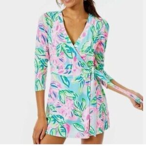 NWT Lilly Pulitzer Karlie Wrap Romper Totally Blossom